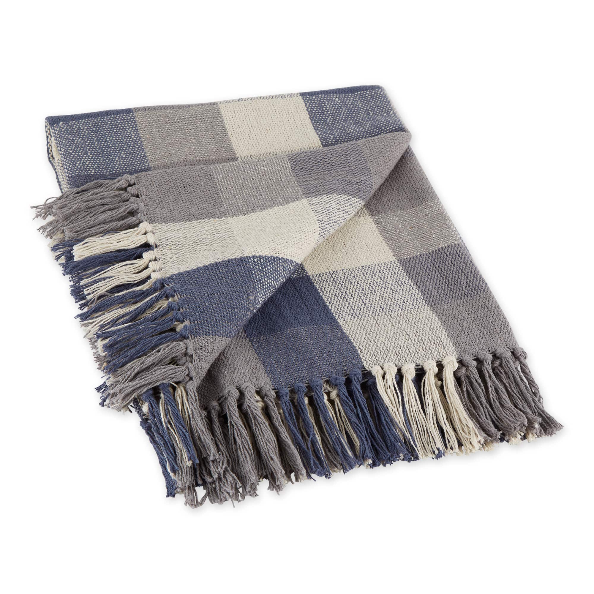 DII® French Blue Tri-Color Check Throw